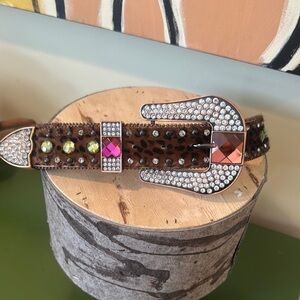 Leopard Print Rhinestone Belt